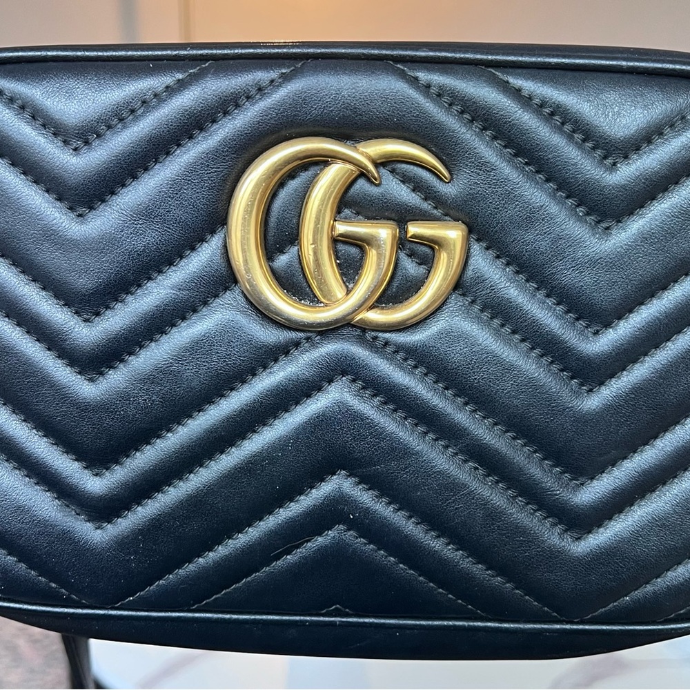 Gucci Black Chevron Crossbody Bag